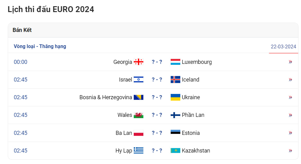 Lịch thi đấu EURO 2024 1